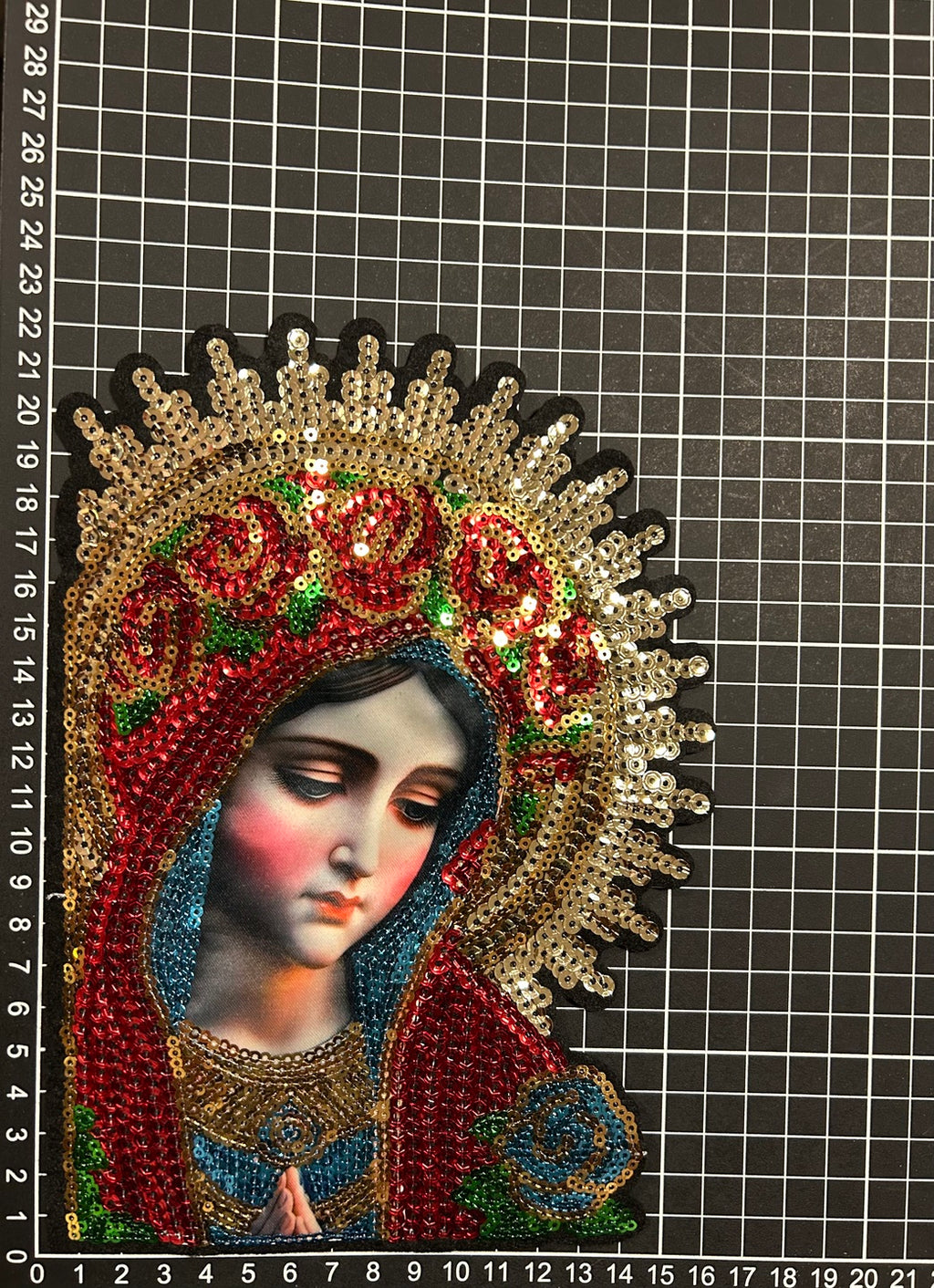 Parche de Lentejuela Termoadhesivo Virgen María 1 PZ T7 - Peletería León