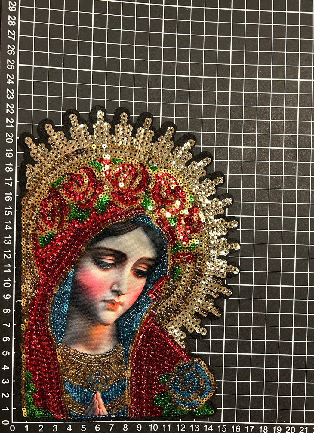 Parche de Lentejuela Termoadhesivo Virgen María 1 PZ T7 - Peletería León