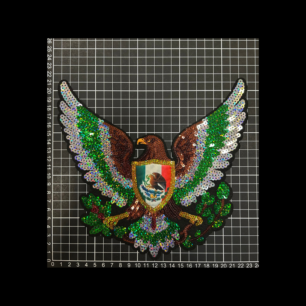 Parche Bordado Lentejuela Termoadhesivo Águila Mexicana 1 PZ Y170 - Peletería León