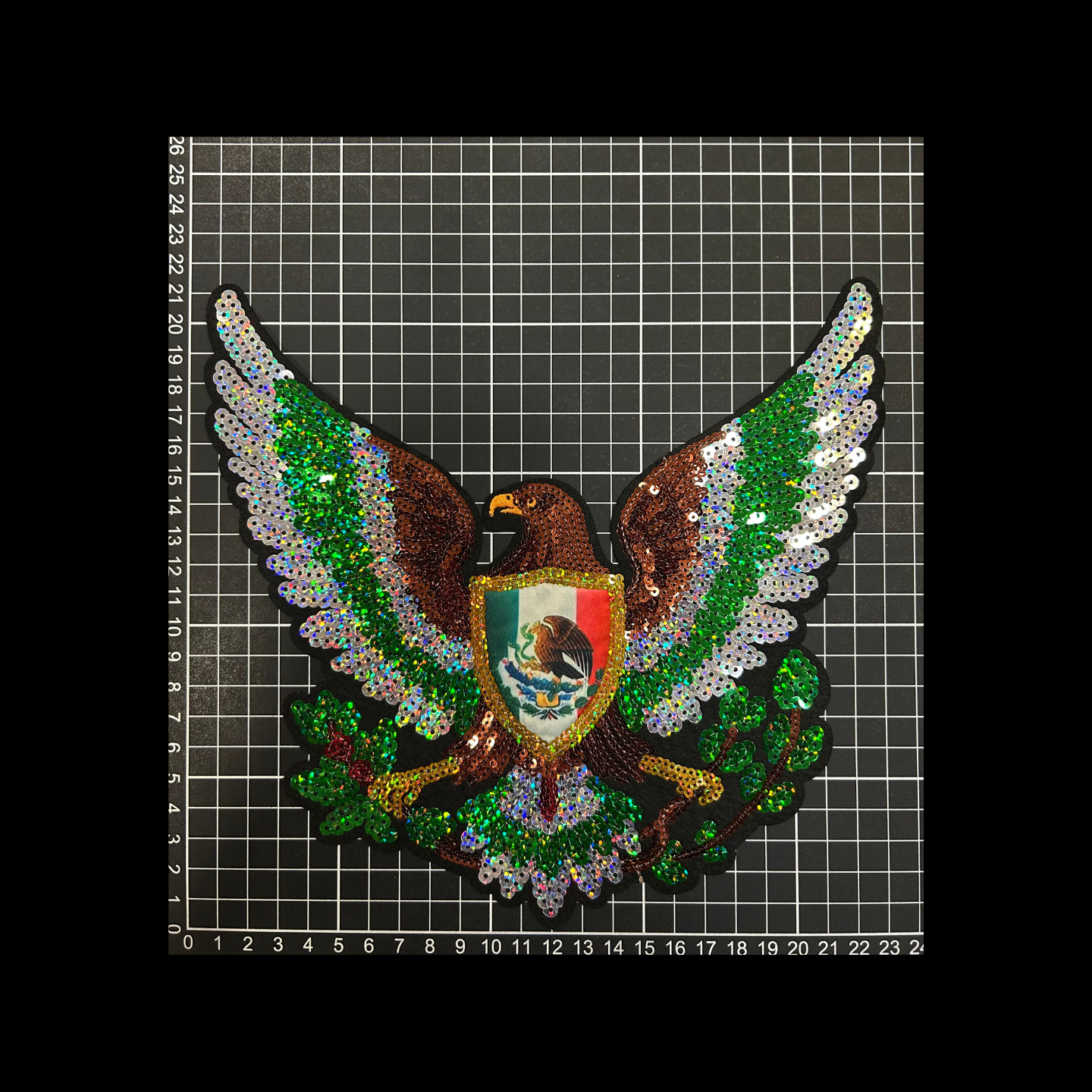 Parche Bordado Lentejuela Termoadhesivo Águila Mexicana 1 PZ Y170 - Peletería León