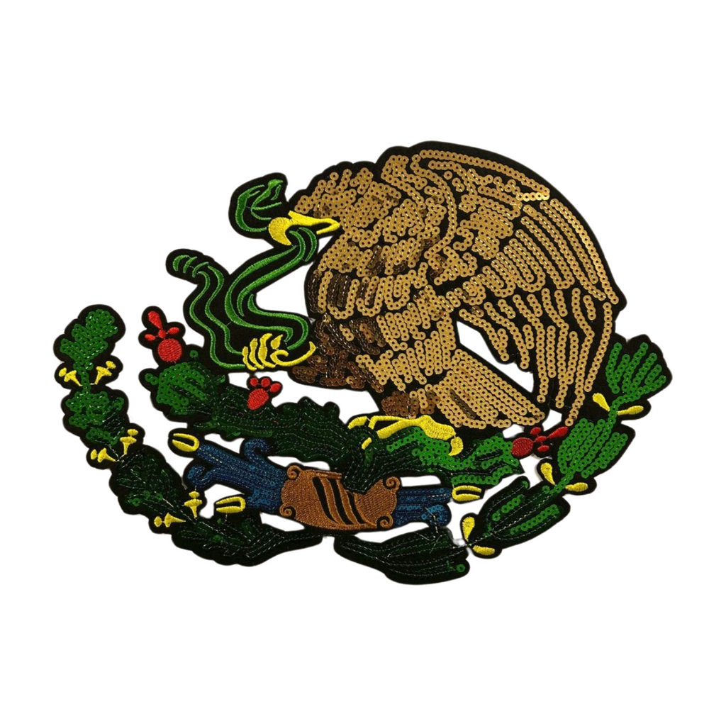 Parche Bordado Lentejuela Termoadhesivo Águila Bandera Mexicana 1 PZ Y49 - Peletería León