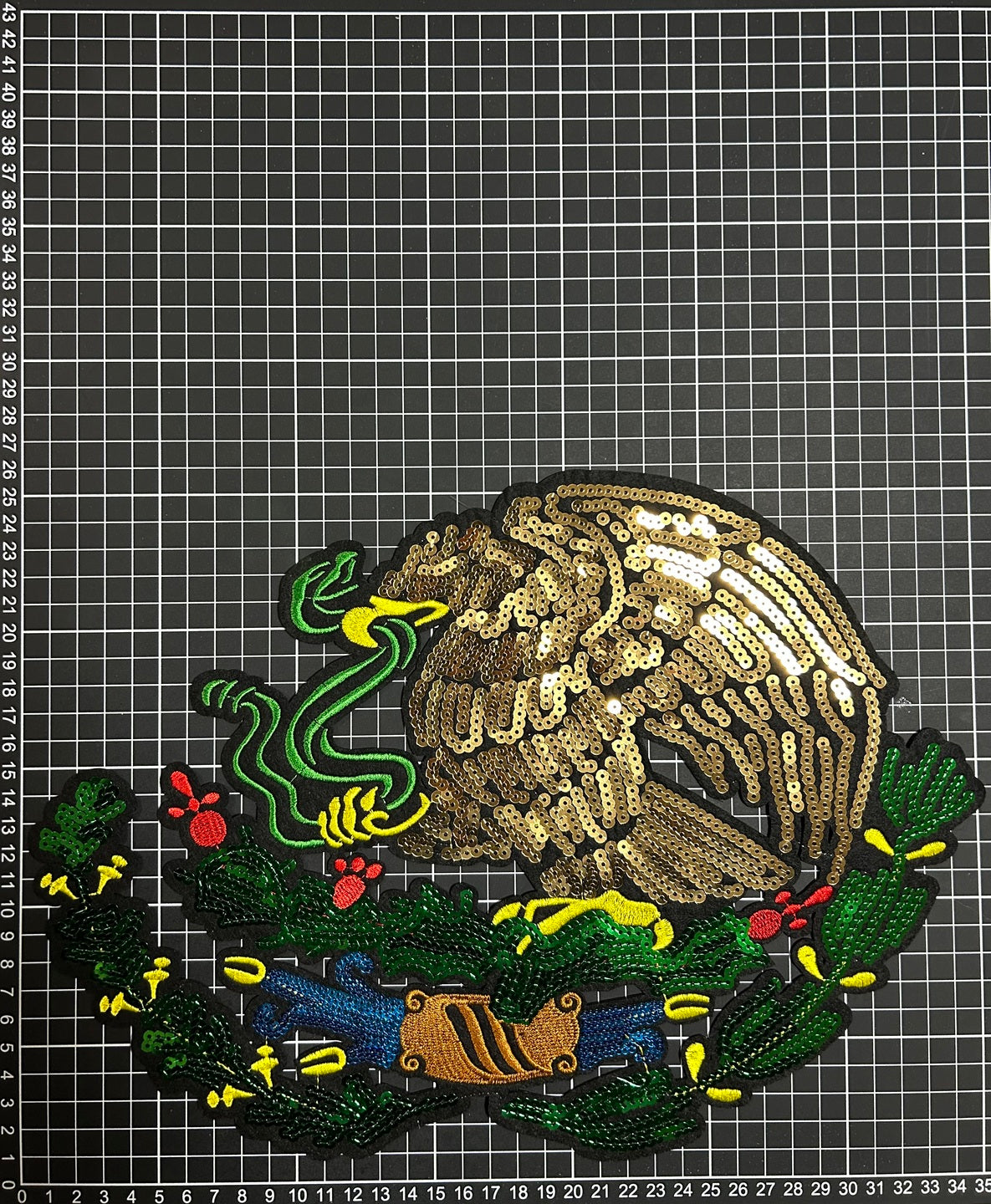 Parche Bordado Lentejuela Termoadhesivo Águila Bandera Mexicana 1 PZ Y49 - Peletería León