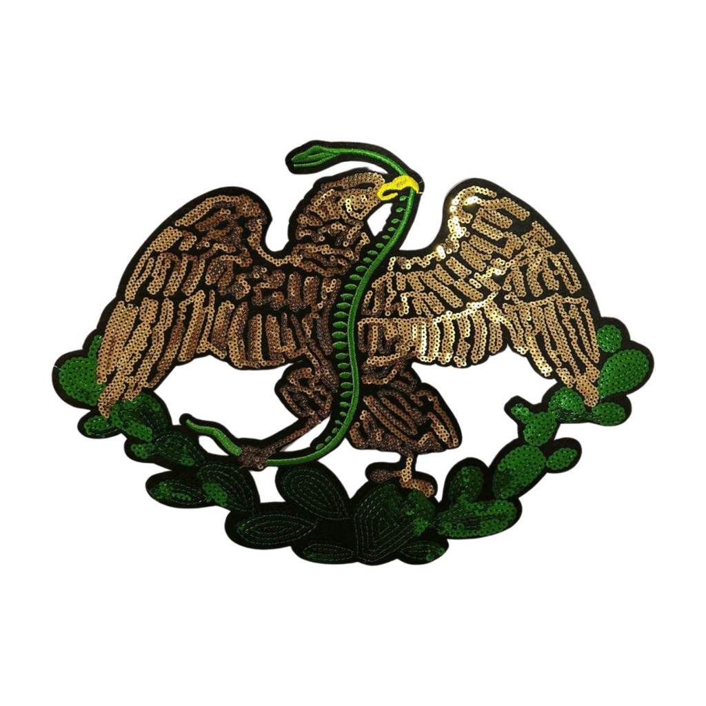 Parche Bordado Lentejuela Termoadhesivo Águila Bandera Mexicana 1 PZ Y62 - Peletería León