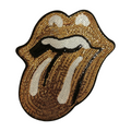 Parche de Lentejuela Termoadhesivo Lengua Rolling Stones Dorada 1 PZ Y65 - Peletería León