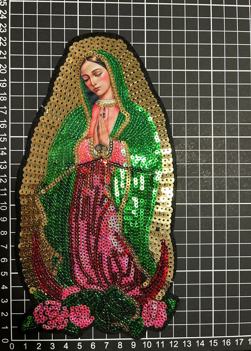 Parche Bordado Lentejuela Termoadhesivo Virgen Guadalupe 1 PZ Y66 - Peletería León
