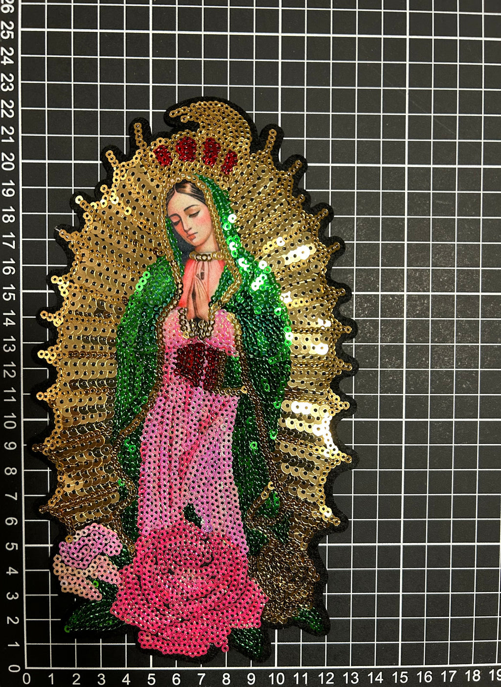 Parche Bordado Lentejuela Termoadhesivo Virgen Guadalupe 1 PZ Y68 - Peletería León