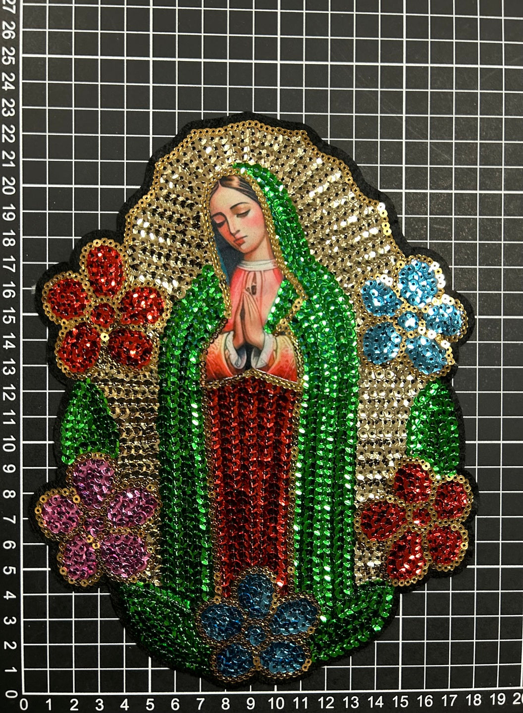 Parche Bordado Lentejuela Termoadhesivo Virgen María 1 PZ Y97 Ariel