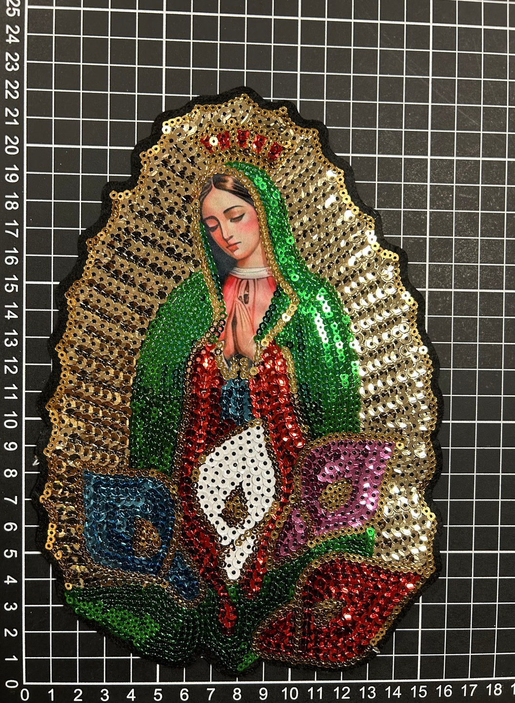 Parche Bordado Lentejuela Termoadhesivo Virgen María 1 PZ Y98 Ariel