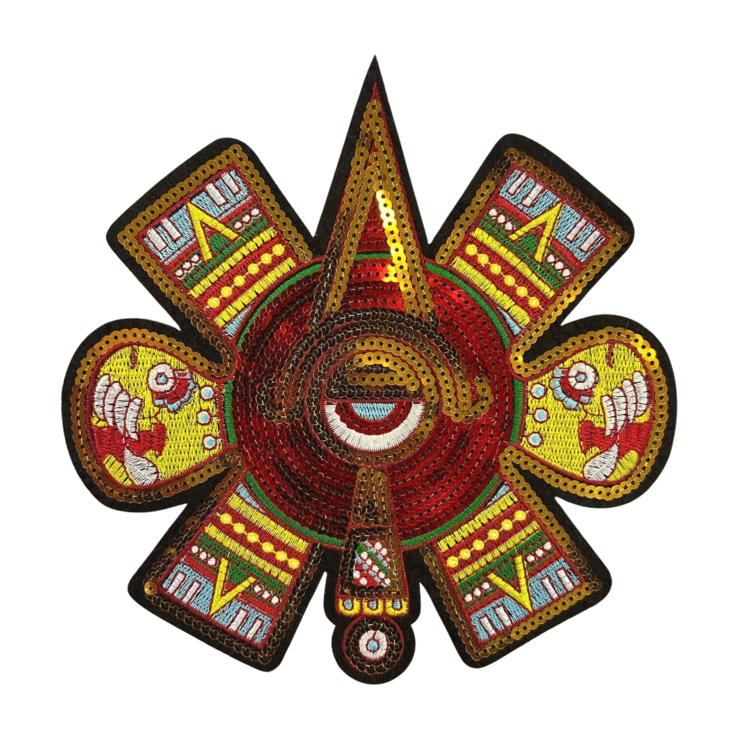 Parche Bordado Lentejuela Termoadhesivo Nahui Ollin Ojo Azteca 1 PZ Z125 Ariel