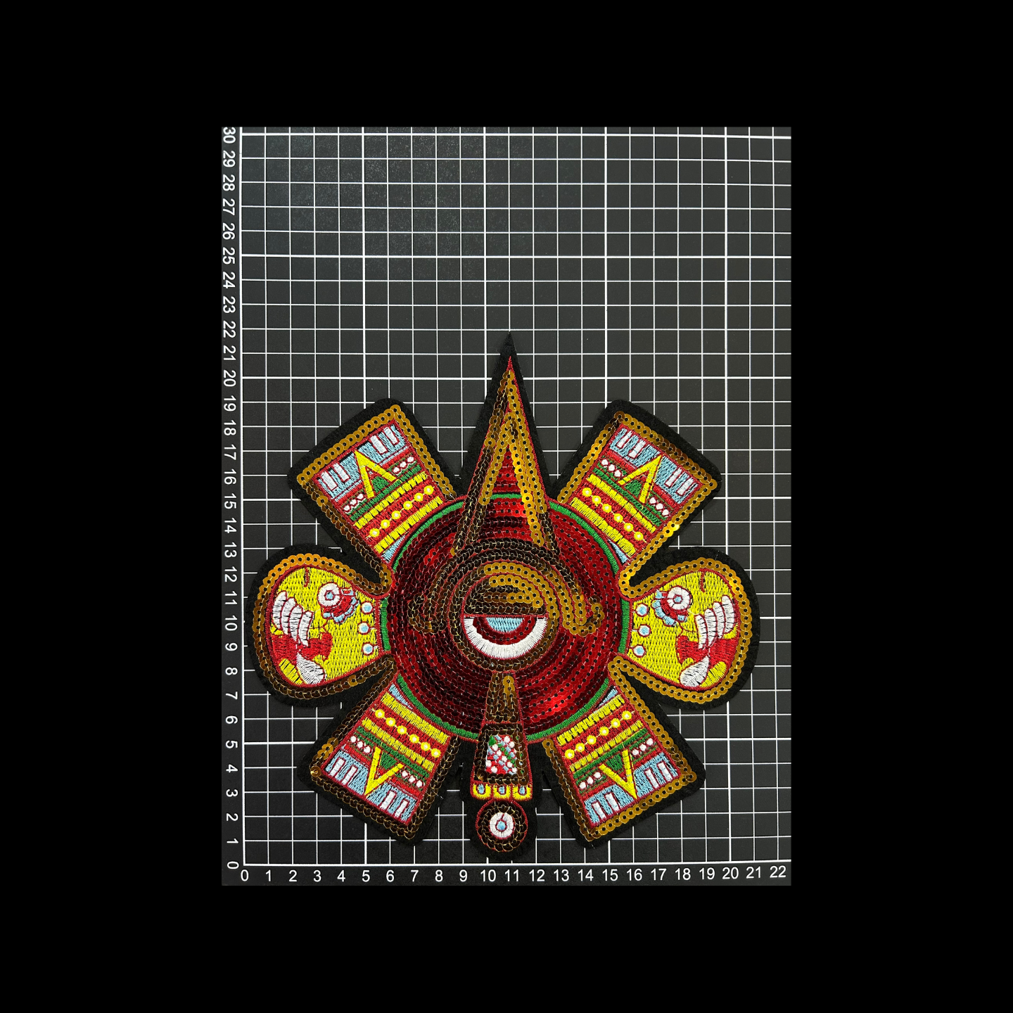 Parche Bordado Lentejuela Termoadhesivo Nahui Ollin Ojo Azteca 1 PZ Z125 Ariel