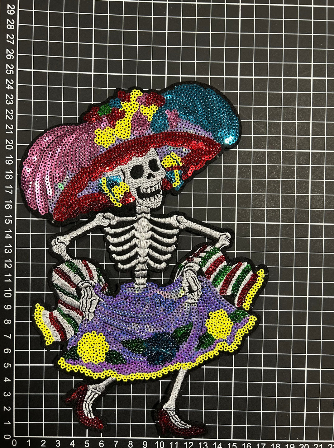 Parche Bordado Lentejuela Termoadhesivo para Ropa de Día de Muertos Calavera 1 PZ Z84 - Peletería León