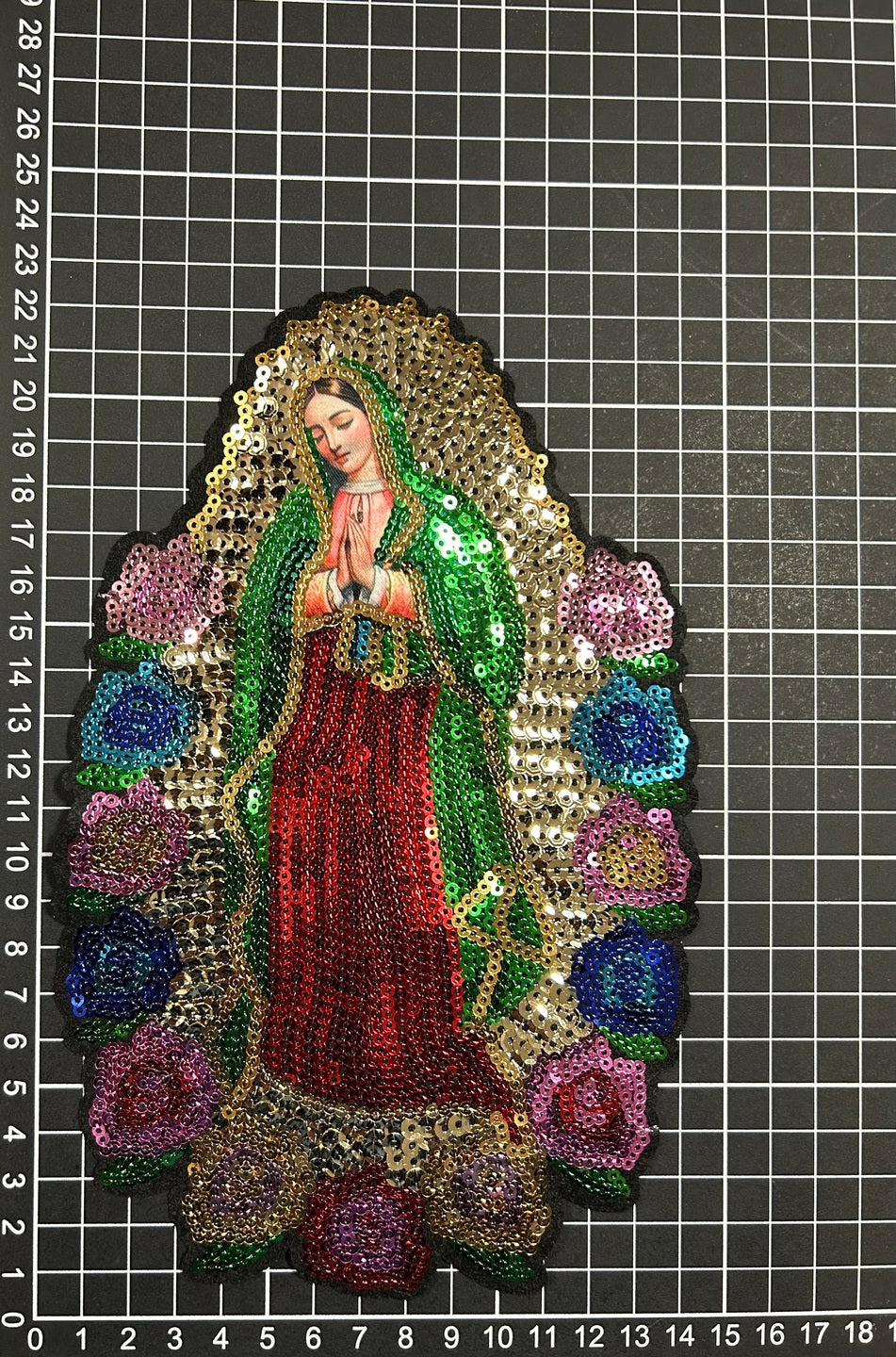 Parche Bordado Lentejuela Termoadhesivo Virgen Guadalupe 1 PZ Z89 - Peletería León