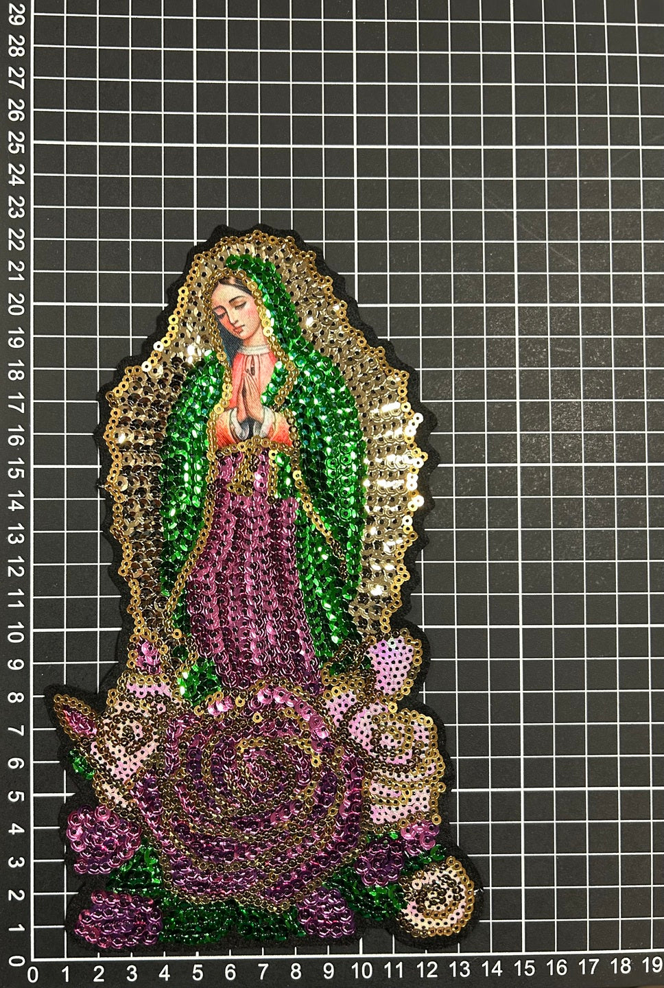 Parche Bordado Lentejuela Termoadhesivo Virgen Guadalupe 1 PZ Z90 - Peletería León