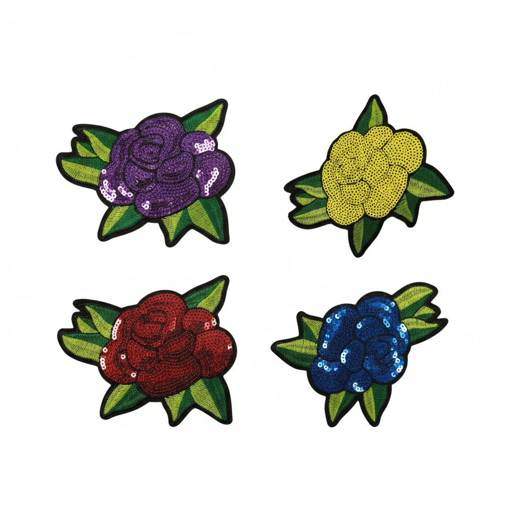 Parche Bordado Lentejuela Termoadhesivo Flor Colorida Pequeñas 2 PZ Z96 Ariel